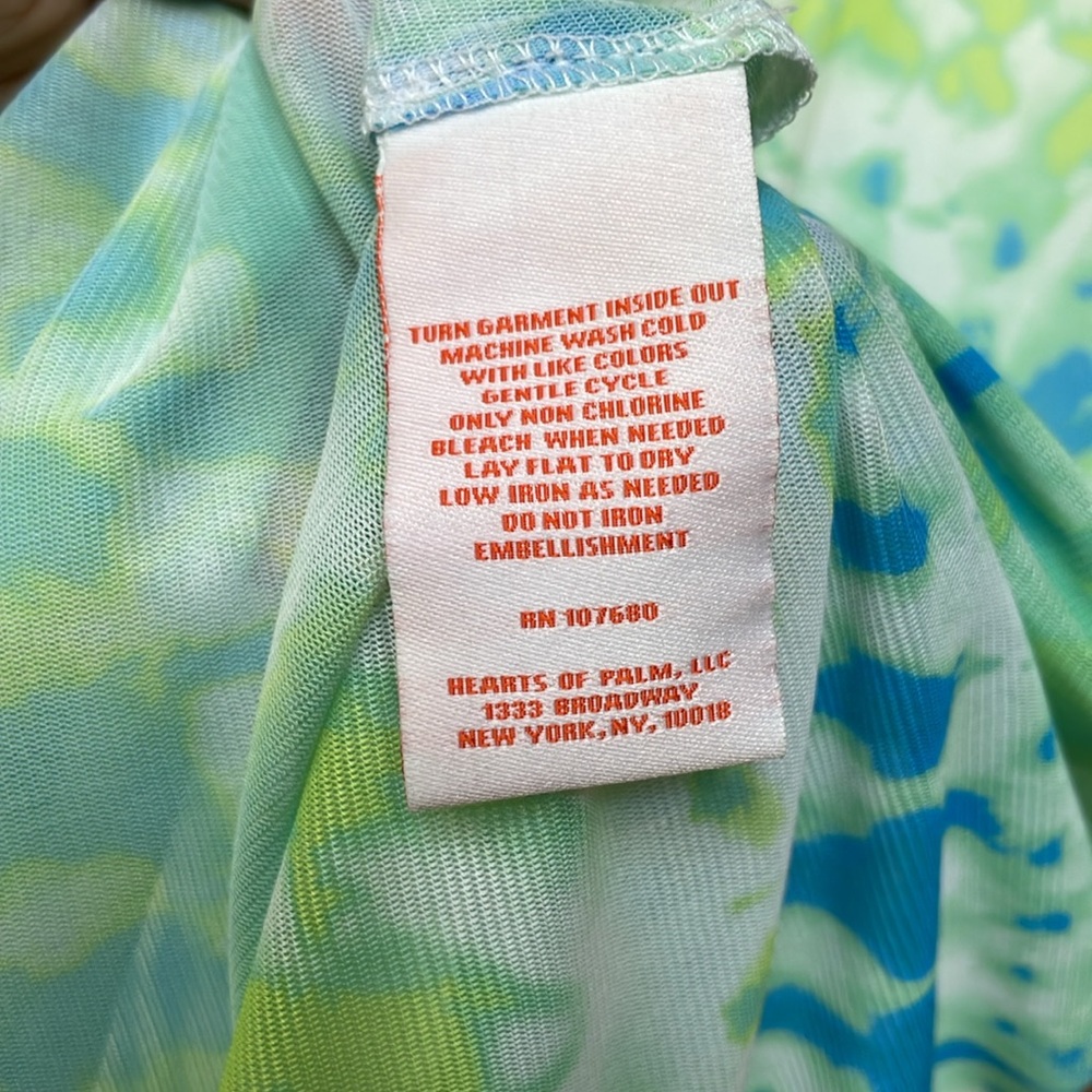 ❤️ NWT Hearts of Palm Blue and Green Tie Dye Front Tank Top w camisole lining - Picture 5 of 7